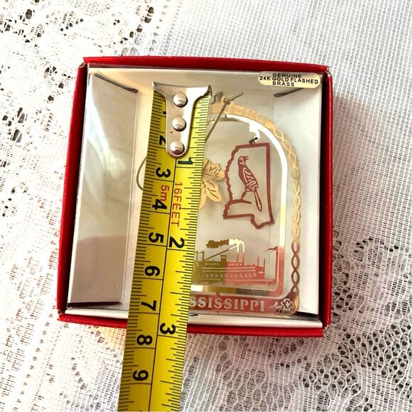 Vintage Indiana State Bird & Flower Ornament 24K Gold Finish - Picture 3 of 7